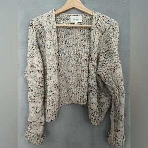 Colorful Beige Knitted Sweater, Cuffed Sleeves, Soft Material